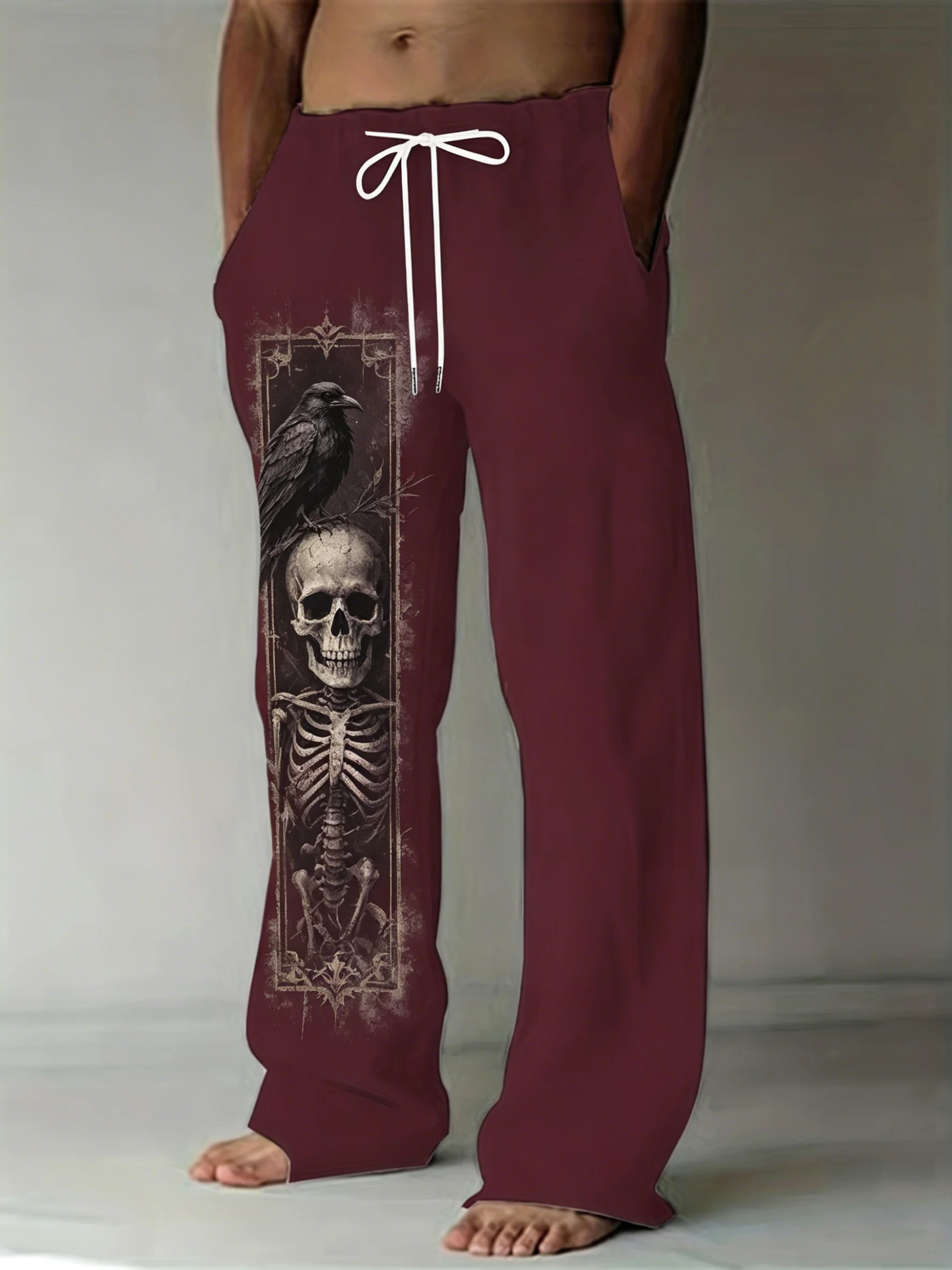 Men's Spring Summer Skull Skeleton Crow Gothic Frame Print Drawstring Pants, Dark Punk Casual for Beach Daily Street Outfit
Men's Spring Summer Skull Skeleton Crow Gothic Frame Print Drawstring Pants, Dark Punk Casual for Beach Daily Street Outfit
