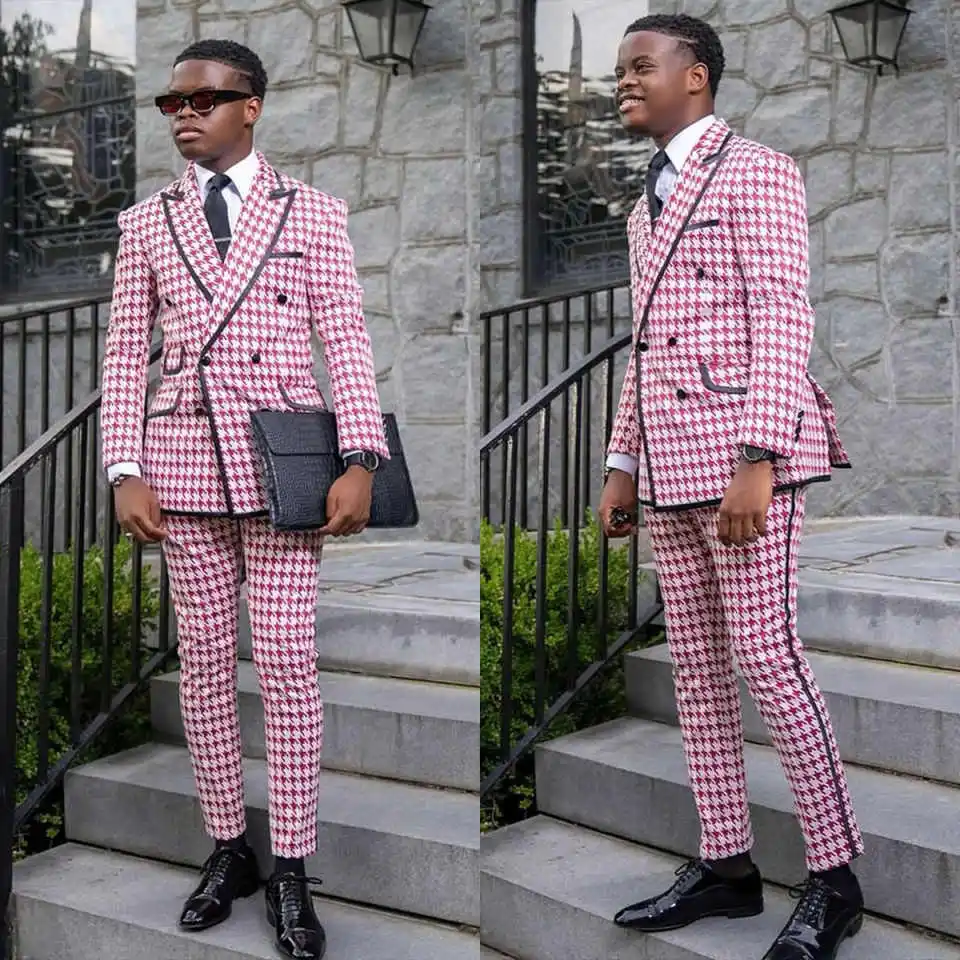 Modern Check Men's Suits 2 Pieces Jacket Pants Slim Fit Double Breasted Peaked Lapel Formal Business Banquet Customized
Modern Check Men's Suits 2 Pieces Jacket Pants Slim Fit Double Breasted Peaked Lapel Formal Business Banquet Customized