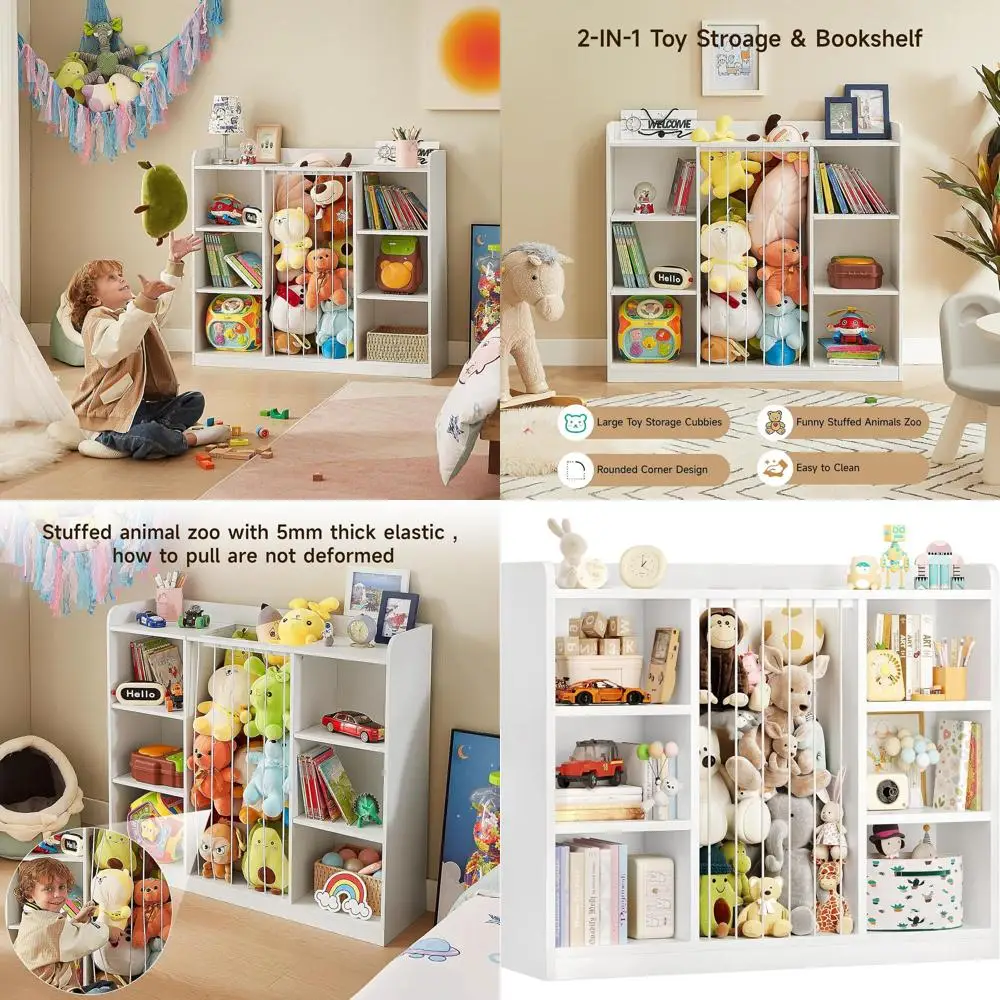 White Toddler Zoo Storage Organizer with 8 Cubby Shelves for Plush Toys, Books, and Playroom Accessories
White Toddler Zoo Storage Organizer with 8 Cubby Shelves for Plush Toys, Books, and Playroom Accessories