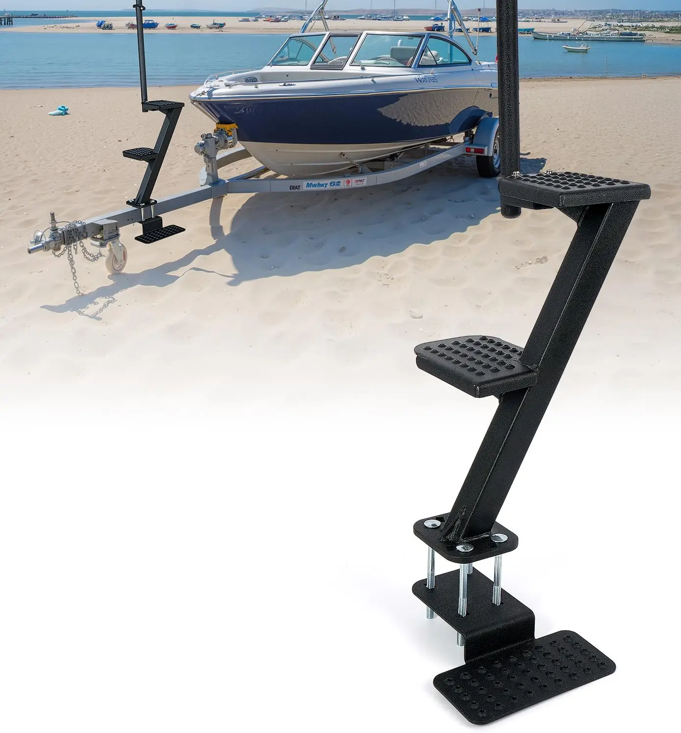 Heavy-Duty Boat Trailer Steps with Handle, Non-Slip Surface, Universal Fit for Tongue Step, 3 Steps
Heavy-Duty Boat Trailer Steps with Handle, Non-Slip Surface, Universal Fit for Tongue Step, 3 Steps
