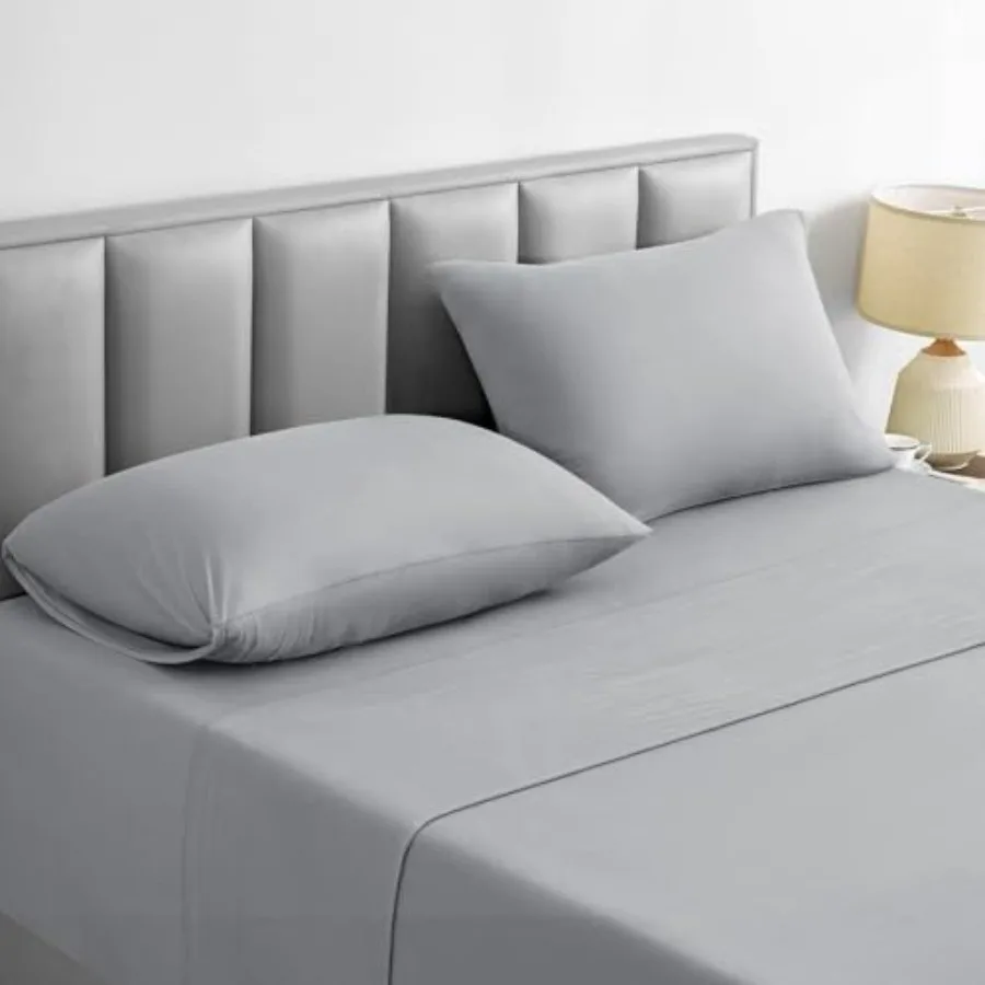 Jersey Knit Sheets Set 4 Pieces, Stretch Super Soft and Wrinkle-Free Bed Sheets, Spandex Blend with 14-inch Deep Pocket
Jersey Knit Sheets Set 4 Pieces, Stretch Super Soft and Wrinkle-Free Bed Sheets, Spandex Blend with 14-inch Deep Pocket