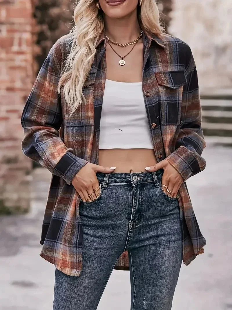 Women's Casual Blouse Women's Plaid Print Button Up Long Sleeve Turn Down Collar Shacket
Women's Casual Blouse Women's Plaid Print Button Up Long Sleeve Turn Down Collar Shacket
