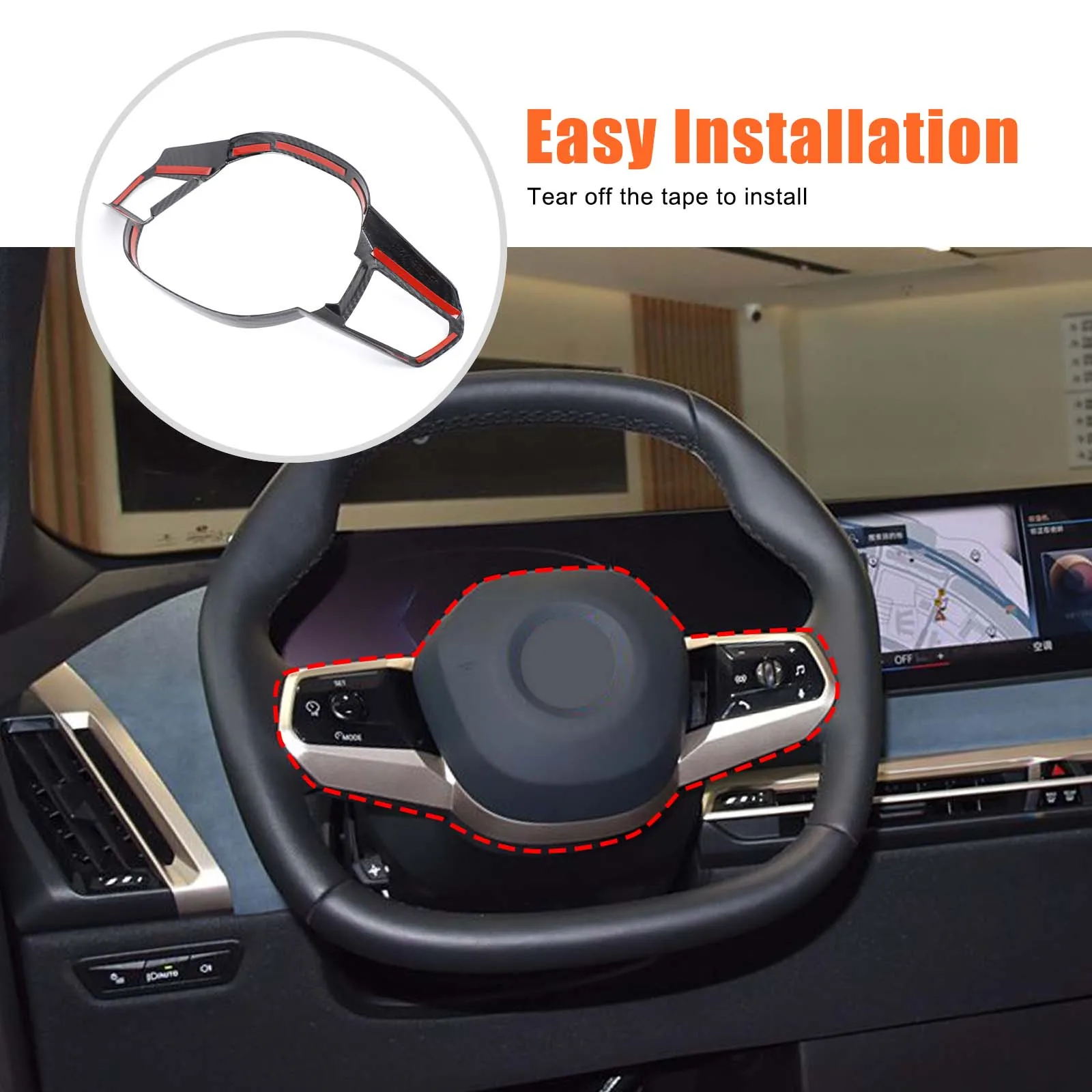 1Pcs ABS carbon fiber For BMW ix 2022-2024 car steering wheel decorative frame sticker car interior protection accessories
1Pcs ABS carbon fiber For BMW ix 2022-2024 car steering wheel decorative frame sticker car interior protection accessories