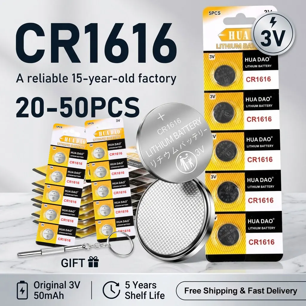 20-50pcs 3V CR1616 Coin Battery 50mAh DL1616 BR1616 LM1616 Button Cell For Car Key Electronic Scale
20-50pcs 3V CR1616 Coin Battery 50mAh DL1616 BR1616 LM1616 Button Cell For Car Key Electronic Scale