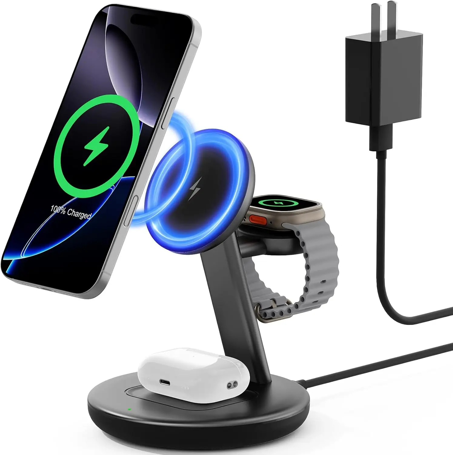 Беспроводная зарядная станция 3-в-1 мощностью 5 Вт для iPhone и AirPods, подставка MagSafe (черная)
Беспроводная зарядная станция 3-в-1 мощностью 5 Вт для iPhone и AirPods, подставка MagSafe (черная)