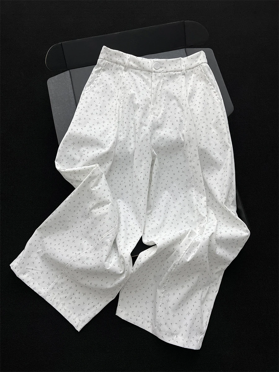 Summer Floral Print High Waist Wide Leg Casual Pants Women's Nine Points Drapey Slimming Straight Cut Trousers Elegant Style
Summer Floral Print High Waist Wide Leg Casual Pants Women's Nine Points Drapey Slimming Straight Cut Trousers Elegant Style