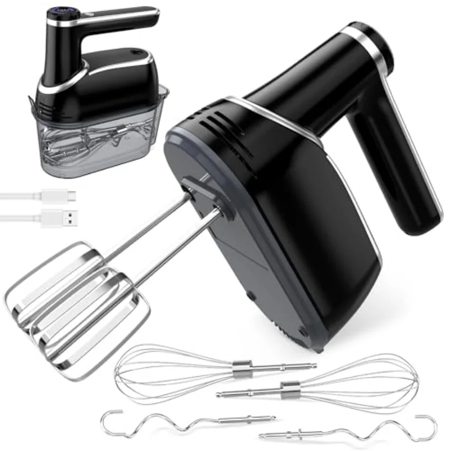 Cordless Electric Hand Mixer Rechargeable Handheld Mixer with Eject Button 6 Stainless Steel Attachments Snap-On Storage Case L
Cordless Electric Hand Mixer Rechargeable Handheld Mixer with Eject Button 6 Stainless Steel Attachments Snap-On Storage Case L