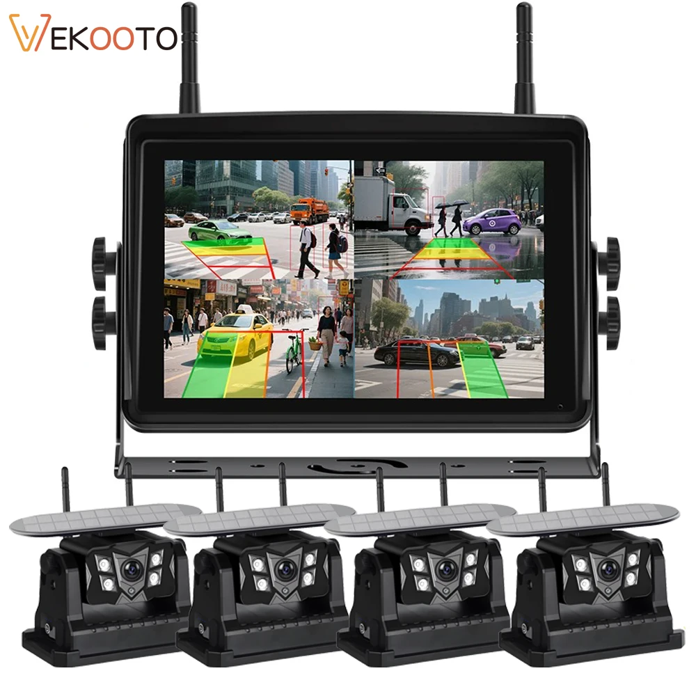 7" HD Solar Wireless Backup Camera System 4CH Touch Screen BSD Blind Spot Alarm DVR Recording for Truck Trailer Camper RV Bus
7" HD Solar Wireless Backup Camera System 4CH Touch Screen BSD Blind Spot Alarm DVR Recording for Truck Trailer Camper RV Bus