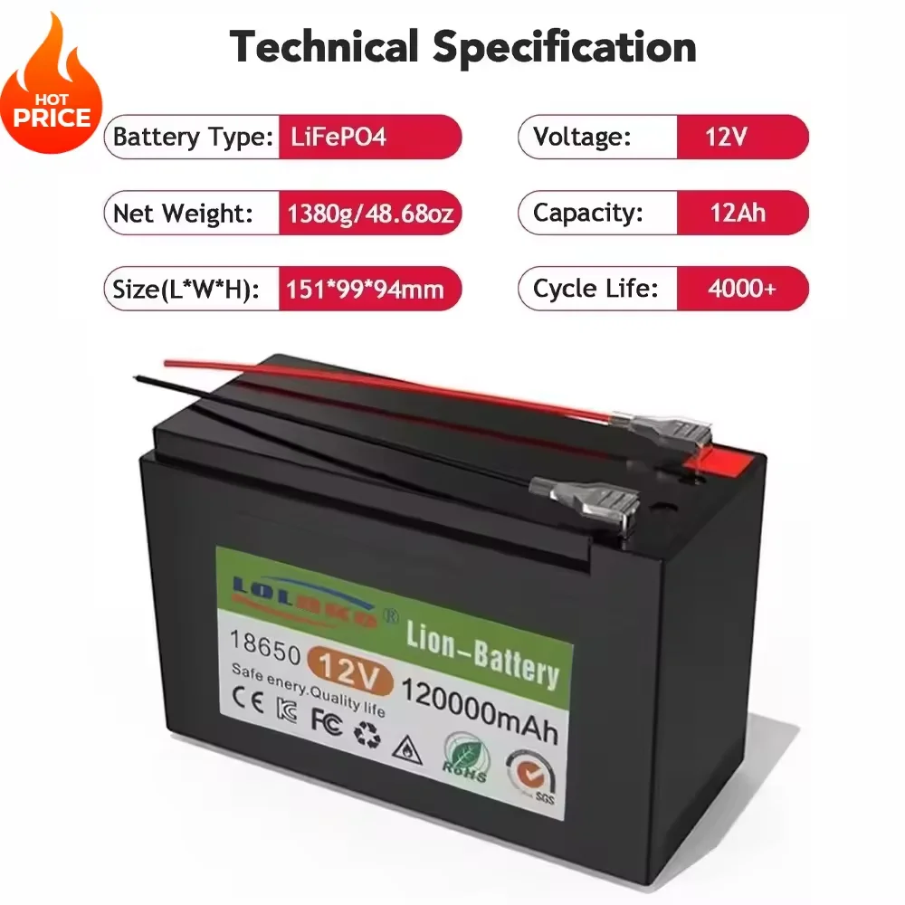 NEW 12V Battery 100Ah 18650 Lithium Battery Pack Sprayer Built-in High Current BMS Electric Vehicle Battery 12.6V 3A Charger
NEW 12V Battery 100Ah 18650 Lithium Battery Pack Sprayer Built-in High Current BMS Electric Vehicle Battery 12.6V 3A Charger