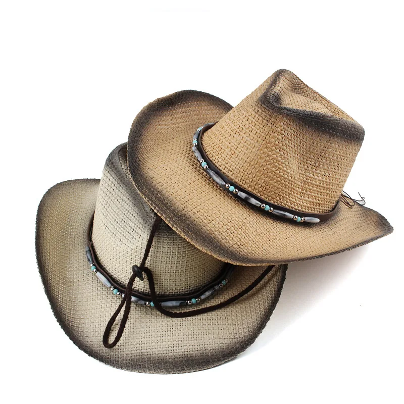 Best-selling Western Cowboy Straw Hat With Leather Strap And Acrylic Bead Decoration, Jazz Hat, Outdoor Sun Hat
Best-selling Western Cowboy Straw Hat With Leather Strap And Acrylic Bead Decoration, Jazz Hat, Outdoor Sun Hat