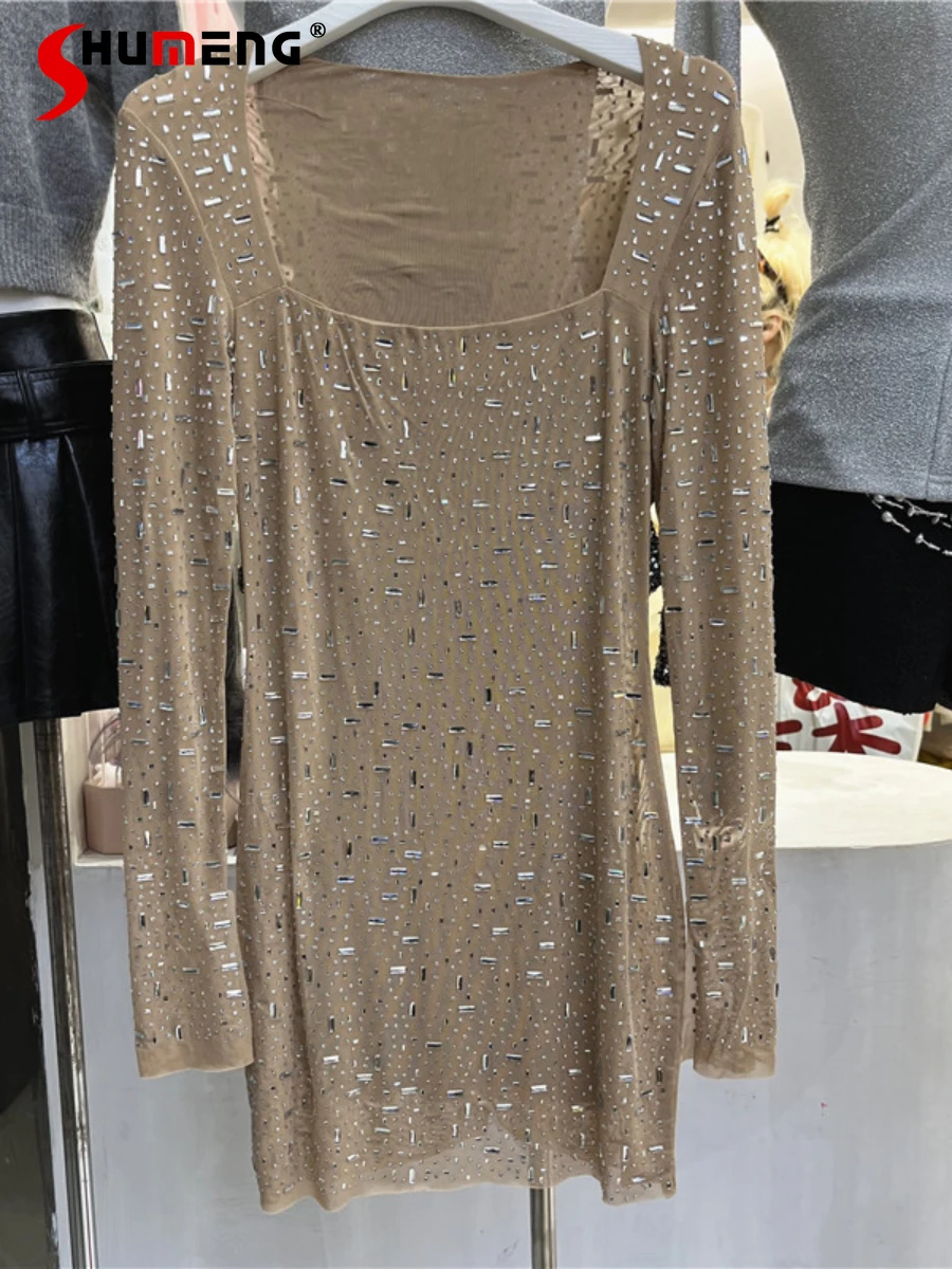 Women's Elegant Socialite Slimming Sexy Square-Neck Rhinestone Slim Dress Women's 2024 Long Sleeve All-Match High-End Dresses
Women's Elegant Socialite Slimming Sexy Square-Neck Rhinestone Slim Dress Women's 2024 Long Sleeve All-Match High-End Dresses