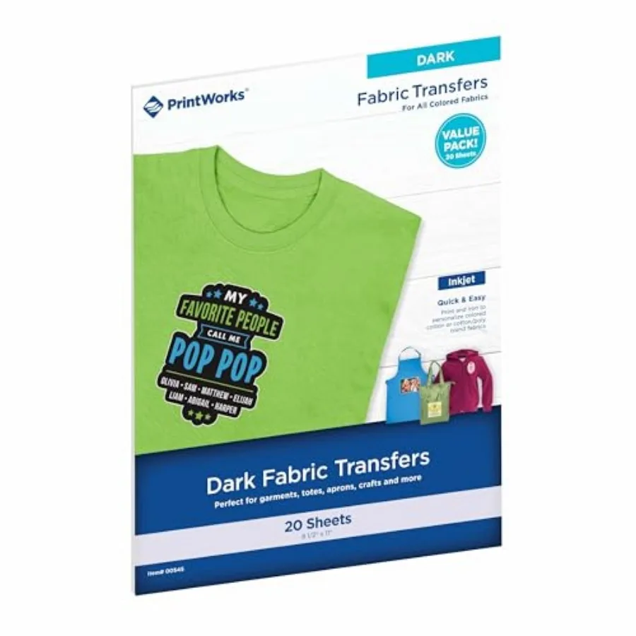 Iron on Heat Transfer Paper for Inkjet Printer - Printable Heat Transfer Vinyl for Dark Fabric Printable HTV - 8.5" x 11" - 20
Iron on Heat Transfer Paper for Inkjet Printer - Printable Heat Transfer Vinyl for Dark Fabric Printable HTV - 8.5" x 11" - 20