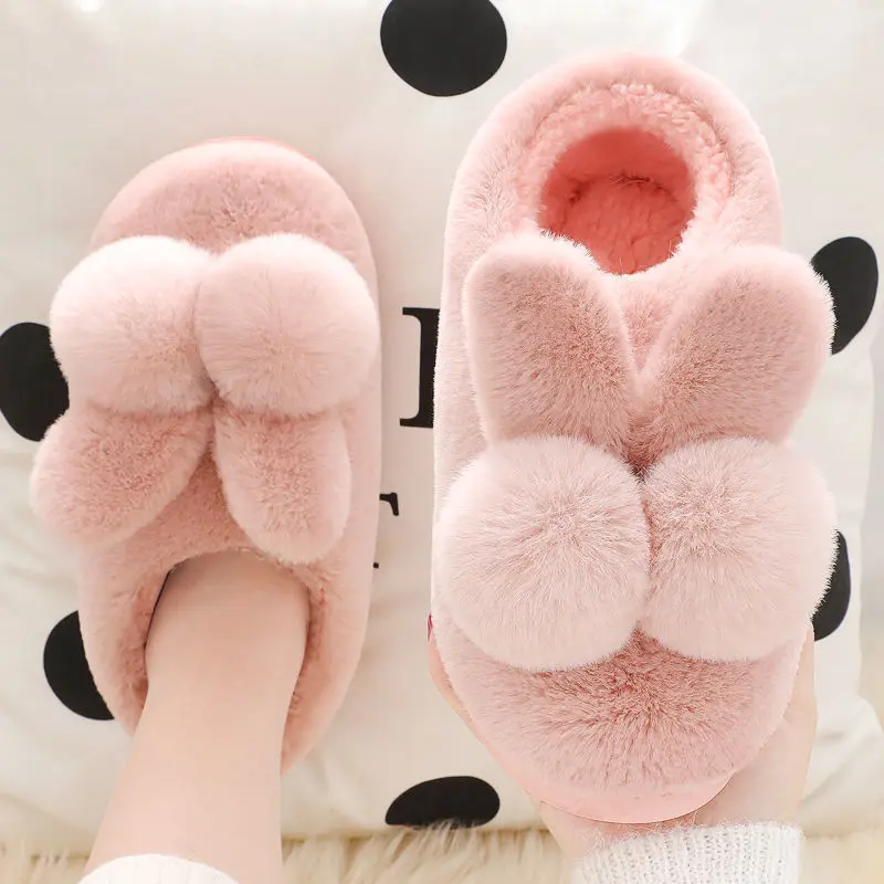 Cute Bunny Plush Slippers Women Winter Warm Fuzzy Rabbit Ear Ball House Slippers
Cute Bunny Plush Slippers Women Winter Warm Fuzzy Rabbit Ear Ball House Slippers