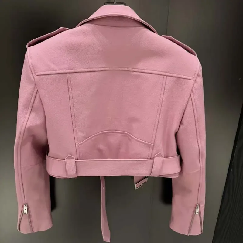 New Fashion Genuine Leather Jacket 2025 Locomotive Type Short Length Turn-Down Collar High Quality with Belt
New Fashion Genuine Leather Jacket 2025 Locomotive Type Short Length Turn-Down Collar High Quality with Belt