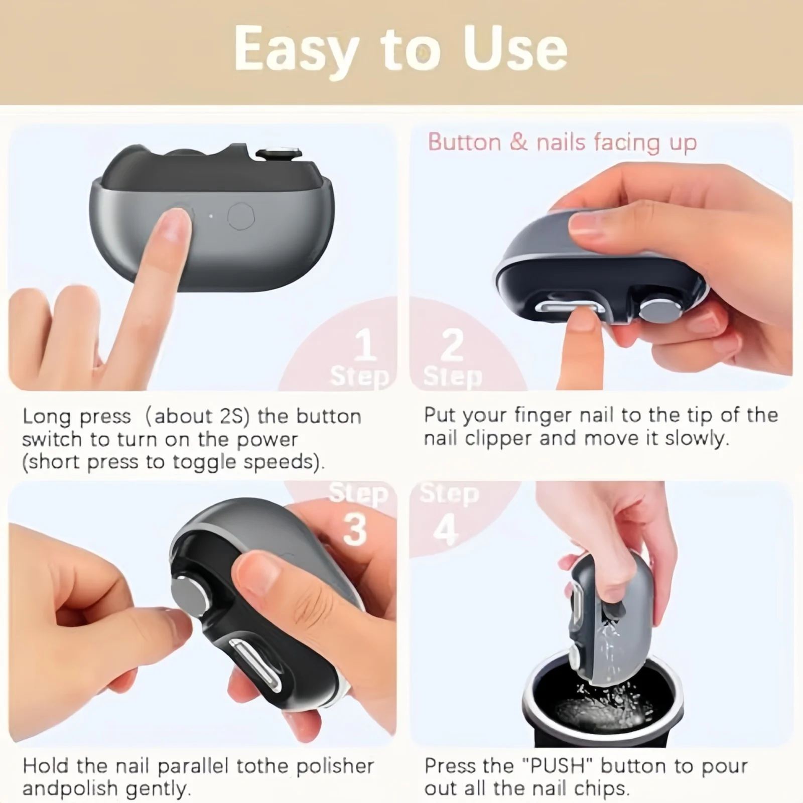 Electric Nail Clipper Electric Nail Trimmer Polisher Portable Fingernail Cutter with Light File Nail Clip Storage Rechargeable
Electric Nail Clipper Electric Nail Trimmer Polisher Portable Fingernail Cutter with Light File Nail Clip Storage Rechargeable