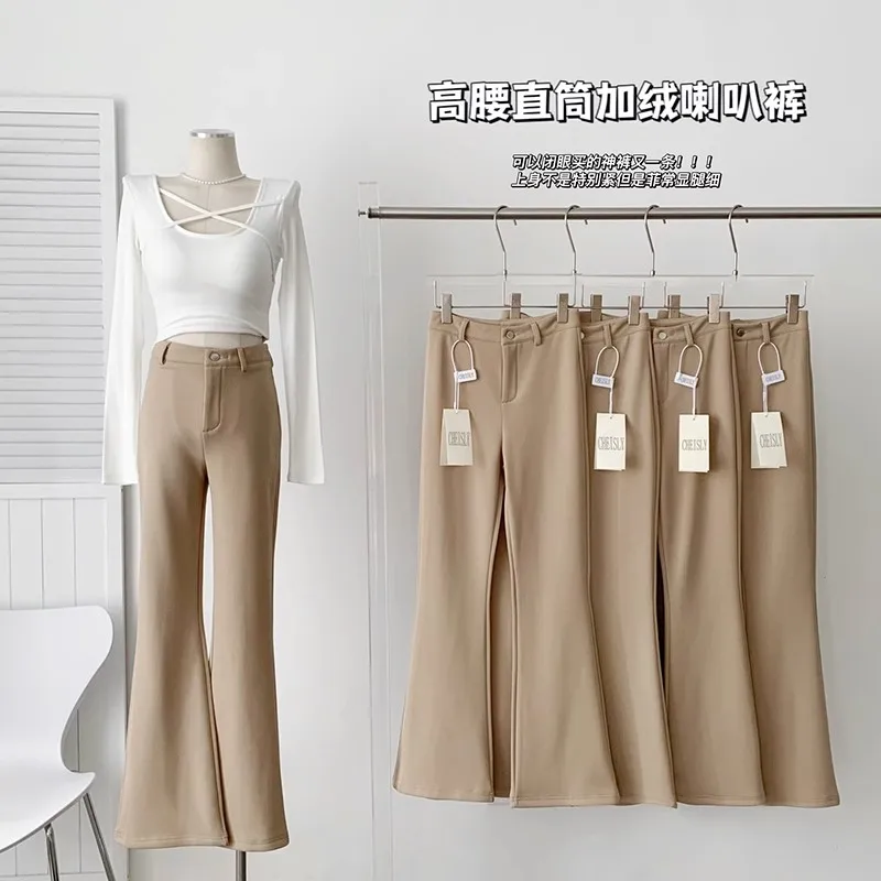Winter Warm Thicken Flared Pants for Women Thermal Slimming Women Straight Flared Pants Solid Color Casual Trousers
Winter Warm Thicken Flared Pants for Women Thermal Slimming Women Straight Flared Pants Solid Color Casual Trousers
