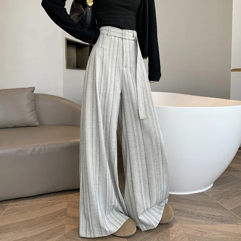 Spring Summer Striped Wide Leg Elegant Women'S Pants Female 2026 High-Waist With Belt Casual Mopping Pants Office Lady Commute
Spring Summer Striped Wide Leg Elegant Women'S Pants Female 2026 High-Waist With Belt Casual Mopping Pants Office Lady Commute