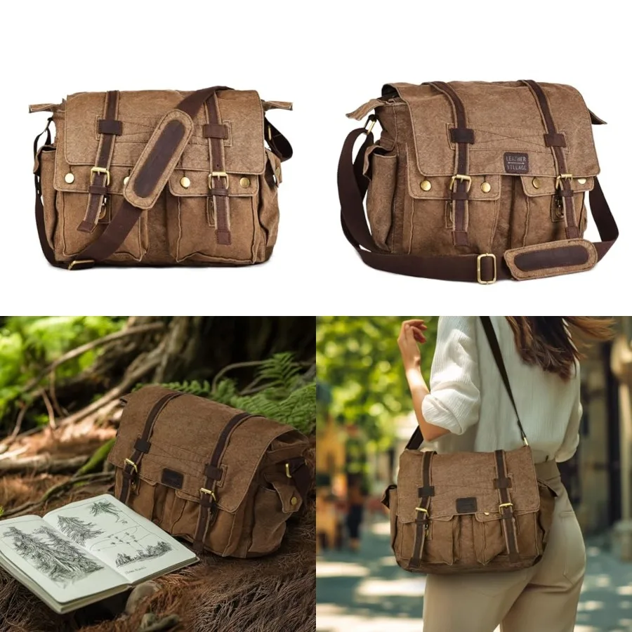 LEATHER VILLAGE Canvas Messenger Shoulder Bag for Men and Women Stylish Crossbody Satchel for Office, Travel and Daily Use
LEATHER VILLAGE Canvas Messenger Shoulder Bag for Men and Women Stylish Crossbody Satchel for Office, Travel and Daily Use