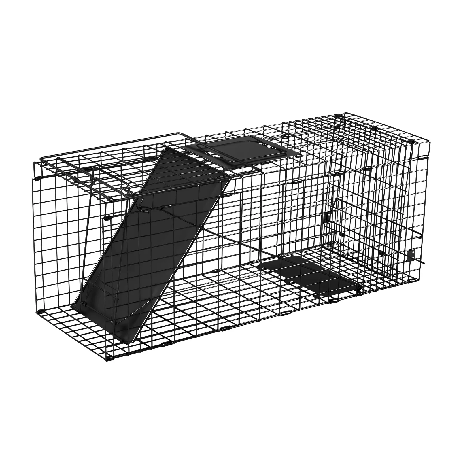 32" Live Animal Cage Trap, Heavy Duty Folding Raccoon Trap, Humane Cat Trap with Handle, Black
32" Live Animal Cage Trap, Heavy Duty Folding Raccoon Trap, Humane Cat Trap with Handle, Black