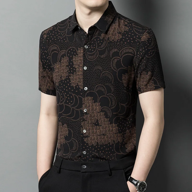 High quality Xiangyunsha silk short-sleeved shirt men's summer new style fashion thin mulberry silk shirt
High quality Xiangyunsha silk short-sleeved shirt men's summer new style fashion thin mulberry silk shirt