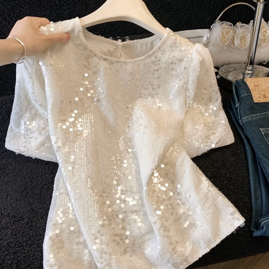 2026 New Summer Fashionable Creative Glitter Heavyweight European Organza Lantern Sleeve round Neck Top Women's Clothing
2026 New Summer Fashionable Creative Glitter Heavyweight European Organza Lantern Sleeve round Neck Top Women's Clothing
