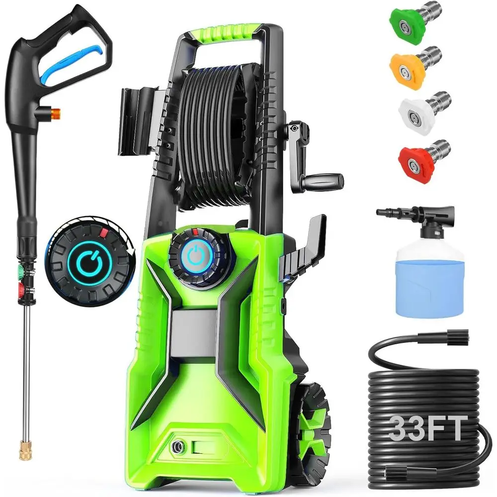 Electric Prure Washer,5000 PSI 3.9GPM Adjustable Prure,Power Washer Electric Powered with oam Cannon,4 Nozzle,33T Hose and Soap
Electric Prure Washer,5000 PSI 3.9GPM Adjustable Prure,Power Washer Electric Powered with oam Cannon,4 Nozzle,33T Hose and Soap