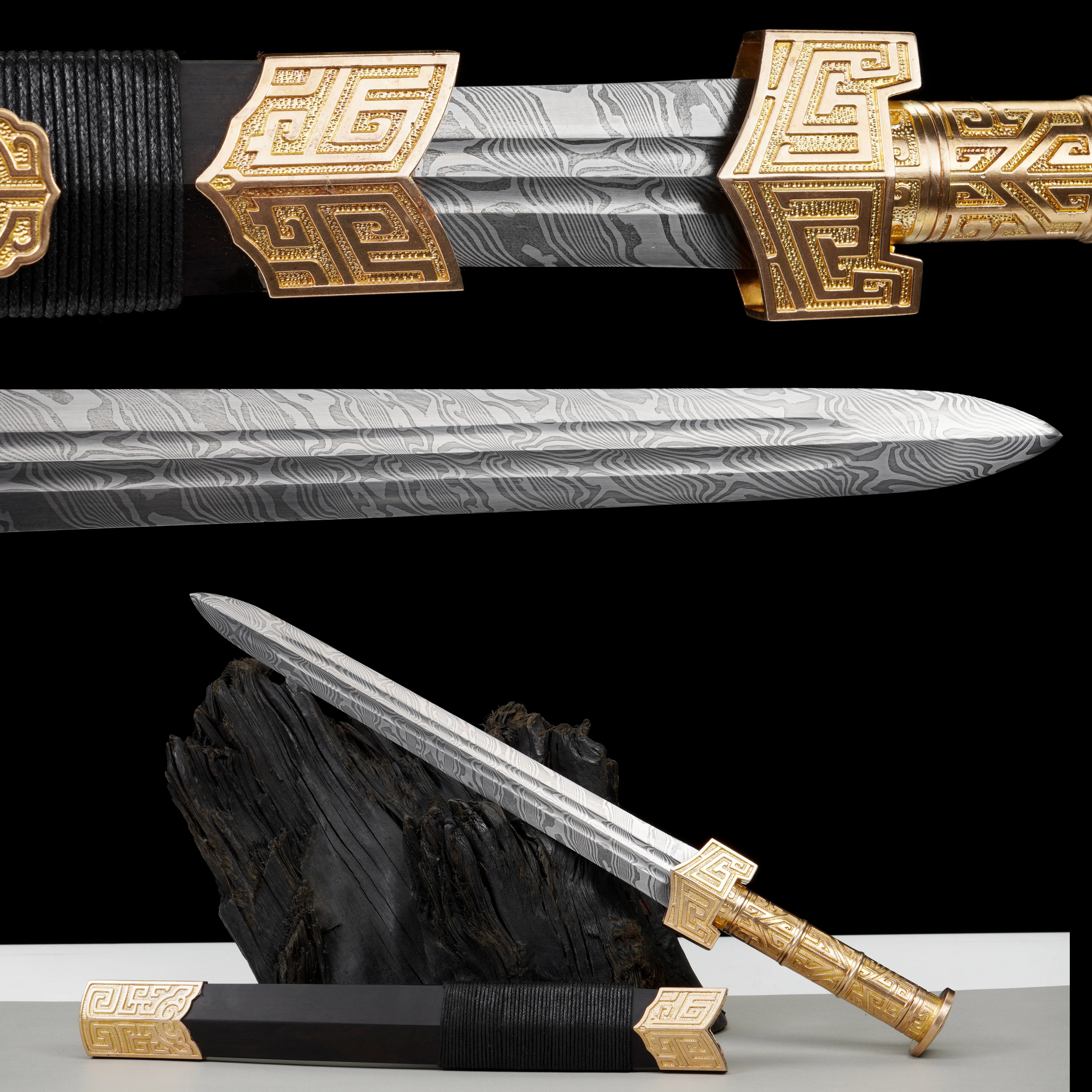 50cm Medieval Guard Small Qin sword Damascus steel - Folding sharp samurai sword katana weapons High-end gift Copper handle wood 
50cm Medieval Guard Small Qin sword Damascus steel - Folding sharp samurai sword katana weapons High-end gift Copper handle wood