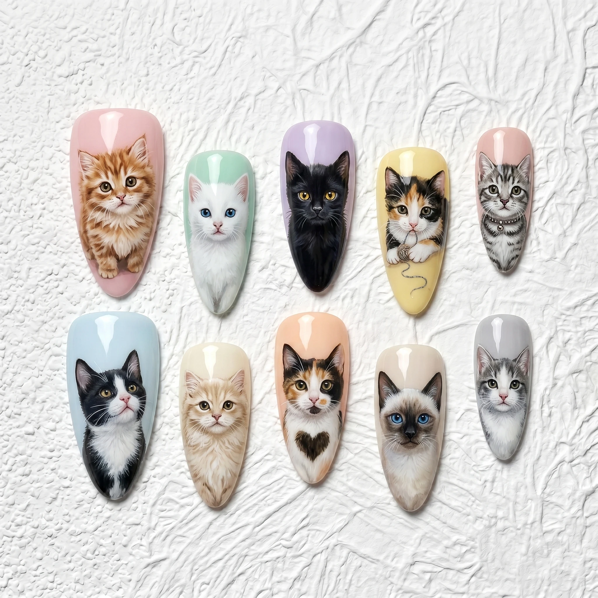 Artisan Handcrafted 10PCS Cute Coquette Almond Press-On Nails | Cat Face Art, Glazed Finish, Dimensional Details Salon Finish
Artisan Handcrafted 10PCS Cute Coquette Almond Press-On Nails | Cat Face Art, Glazed Finish, Dimensional Details Salon Finish