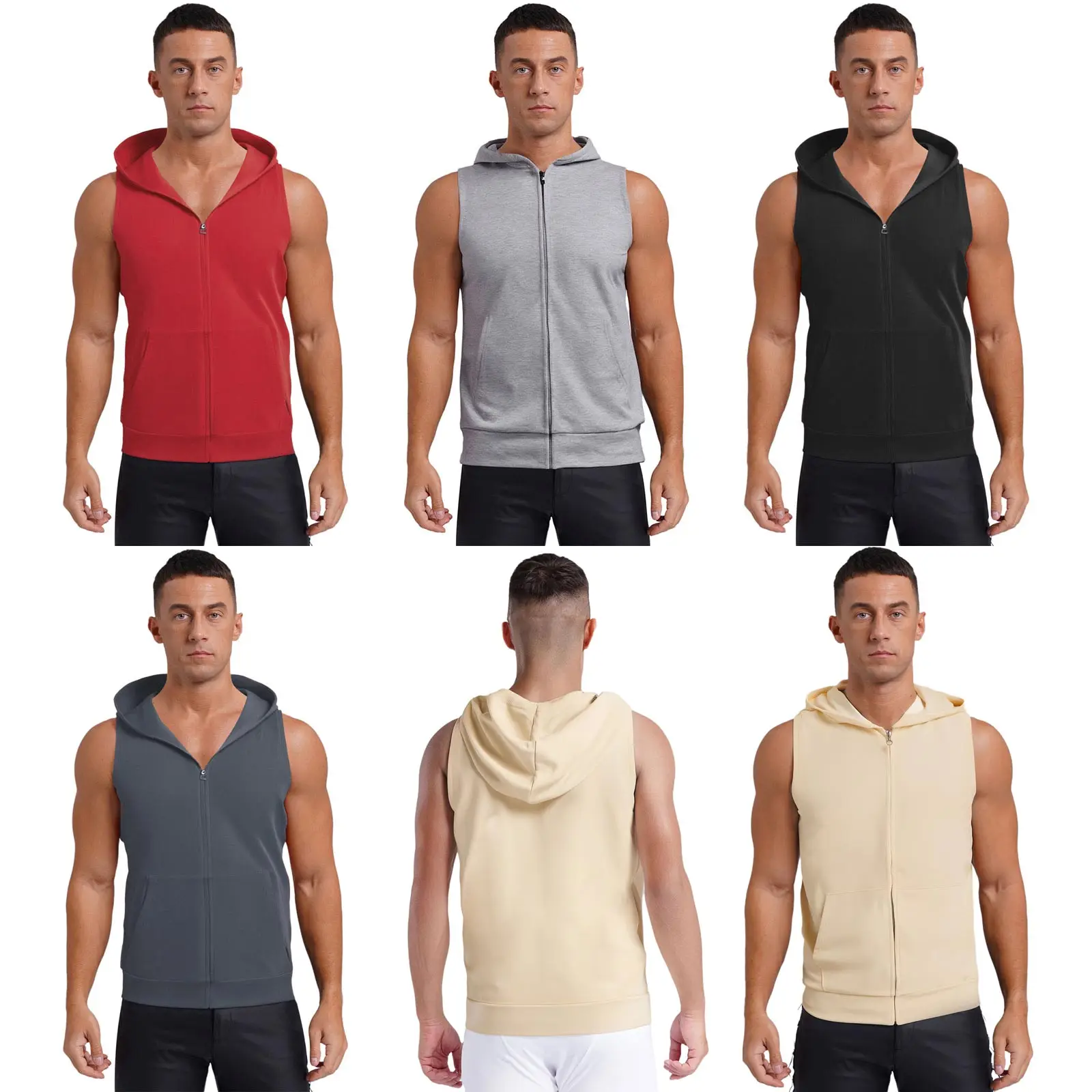 Men Fashionable Zipper Hooded Tank Top Quick-drying Sleeveless Athletic Hoodie with Pockets for Gym Workout Basketball Cycling
Men Fashionable Zipper Hooded Tank Top Quick-drying Sleeveless Athletic Hoodie with Pockets for Gym Workout Basketball Cycling