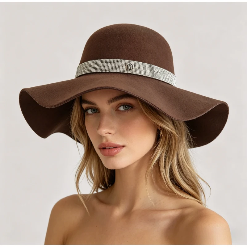 2 pcs Korean British Vintage Wool Felt Hat Women Wide Brim Round Crown Fedora with Rhinestone Wavy Brim, Fall Winter Bucket Hat
2 pcs Korean British Vintage Wool Felt Hat Women Wide Brim Round Crown Fedora with Rhinestone Wavy Brim, Fall Winter Bucket Hat