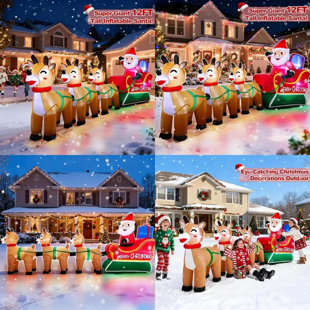 Надувной светодиодный Санта с оленями, 3,6 м, для улицы, декор для газона и двора на Рождество и праздники
Надувной светодиодный Санта с оленями, 3,6 м, для улицы, декор для газона и двора на Рождество и праздники