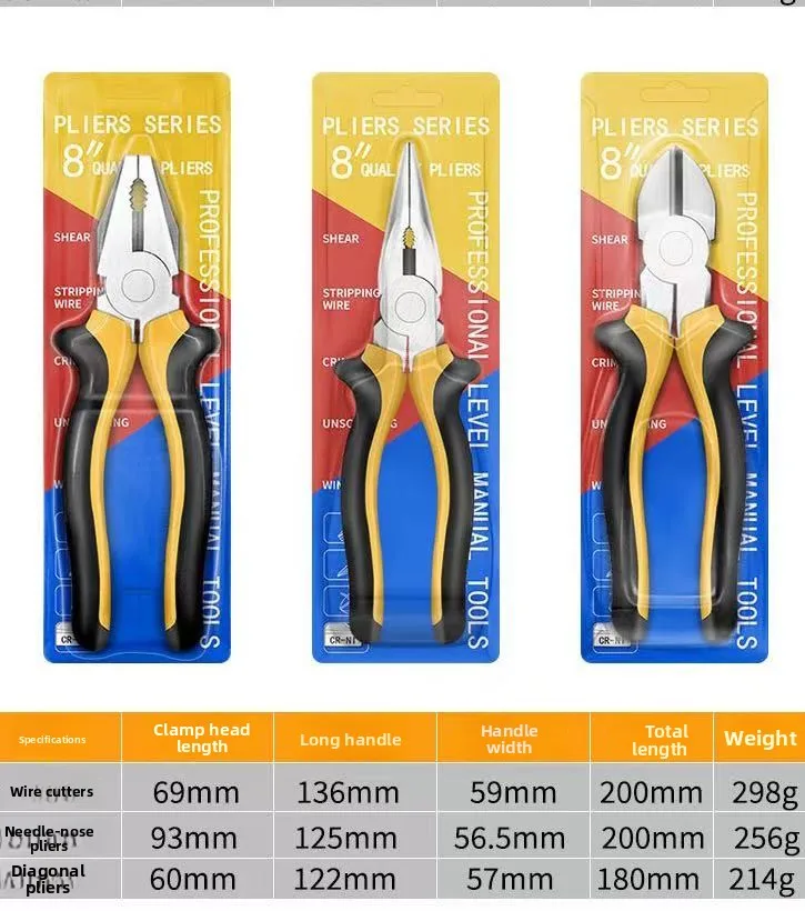3 Types Of Pliers Set Including 8-Inch Wire Pliers Inch Pointed Nose Pliers And Diagonal Pliers For Home Use
3 Types Of Pliers Set Including 8-Inch Wire Pliers Inch Pointed Nose Pliers And Diagonal Pliers For Home Use