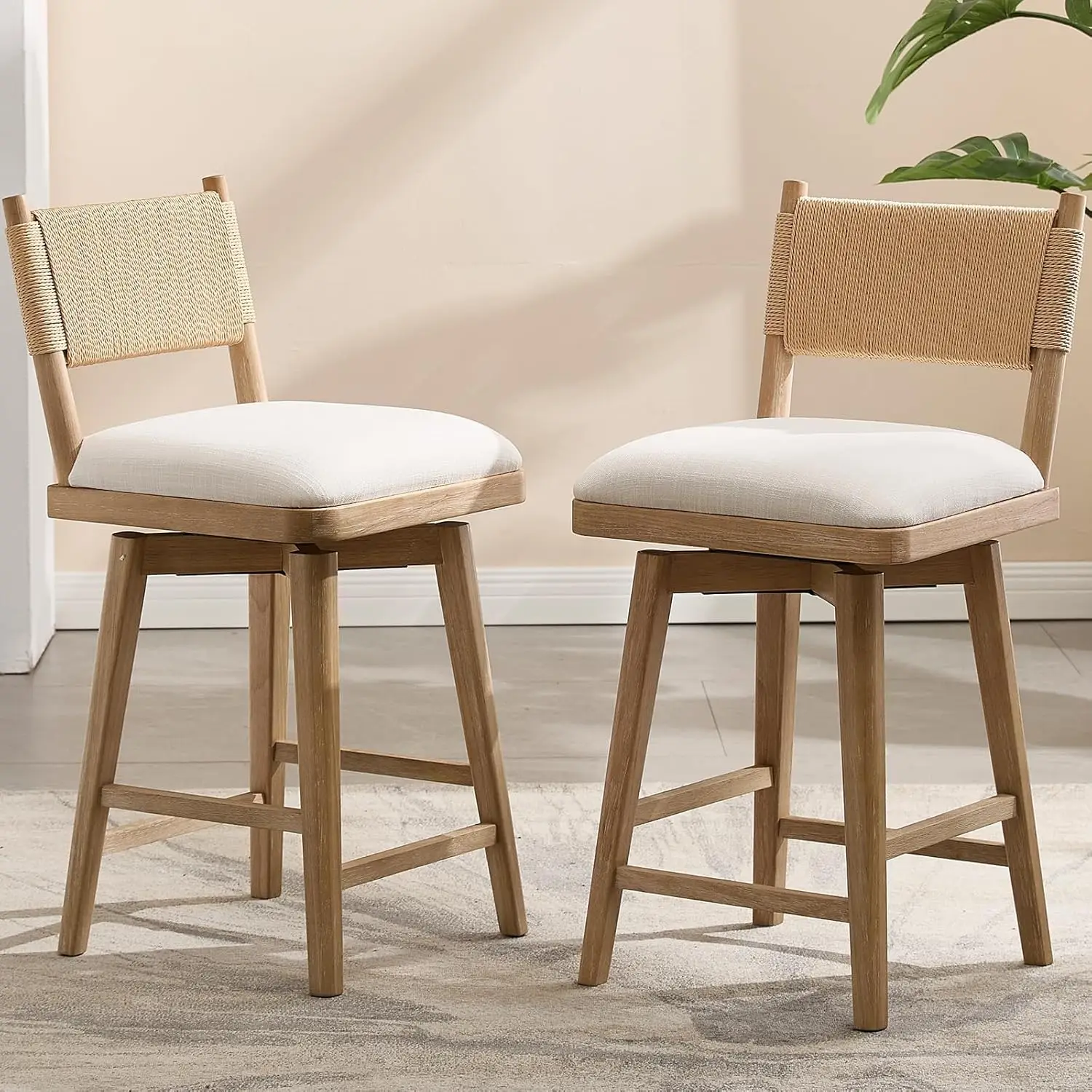 Swivel Counter Height Bar Stool Set 2 Farmhouse Wood Woven Back 26in Fabric Kitchen, Customized
Swivel Counter Height Bar Stool Set 2 Farmhouse Wood Woven Back 26in Fabric Kitchen, Customized