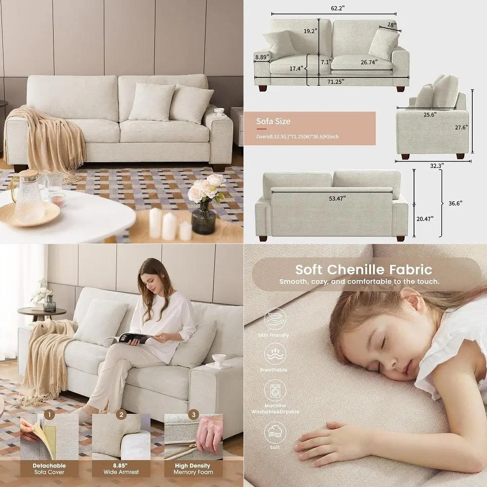 Modern Loveseat Sofa for Living Room,Chenille Recliner, Removable Cover, Pocket Spring Cushions, Solid Wood Frame, Easy Assembl
Modern Loveseat Sofa for Living Room,Chenille Recliner, Removable Cover, Pocket Spring Cushions, Solid Wood Frame, Easy Assembl