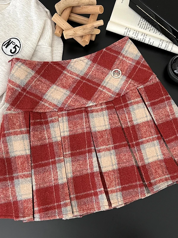Retro Plaid Woolen Skirt Women's Autumn Winter New High Waist Slim Sweet Red Versatile A-Line Pleated Short Skirt
Retro Plaid Woolen Skirt Women's Autumn Winter New High Waist Slim Sweet Red Versatile A-Line Pleated Short Skirt