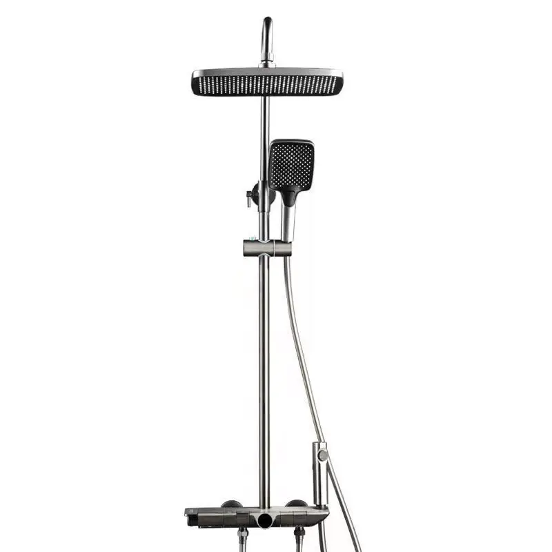 Strictly select high-end all-copper gun gray piano button shower set Household digital display constant temperature intelligent
Strictly select high-end all-copper gun gray piano button shower set Household digital display constant temperature intelligent
