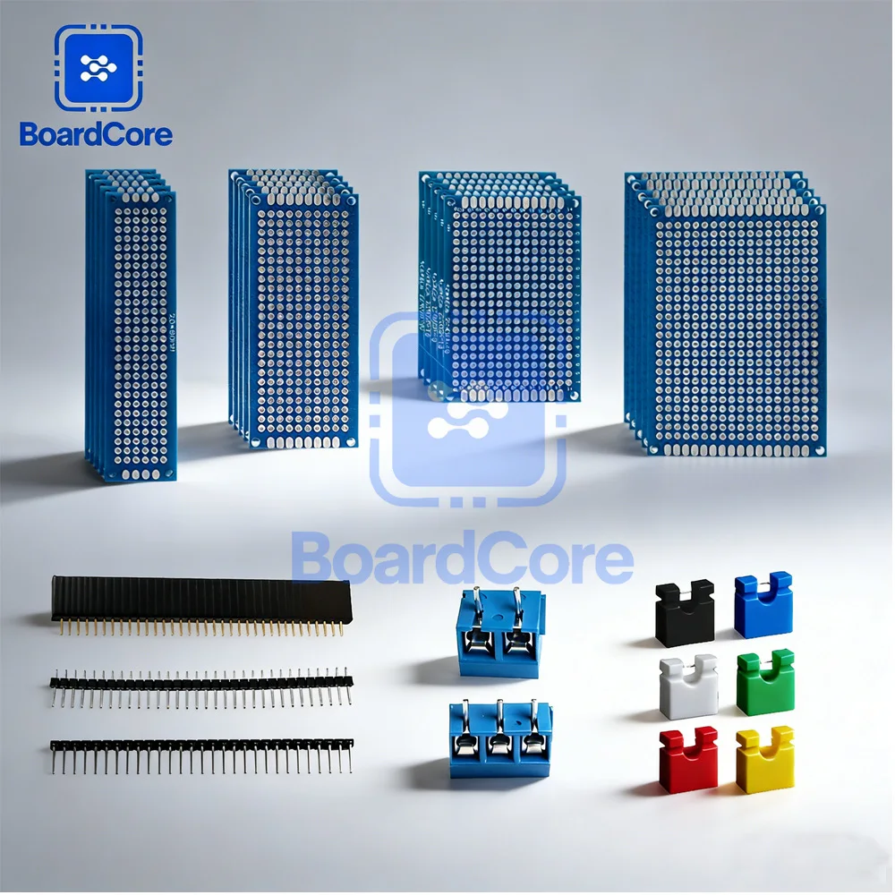 Высококачественный набор двусторонних макетных плат (PCB) с клеммными блоками и пин-коннекторами для электронного прототипирования
Высококачественный набор двусторонних макетных плат (PCB) с клеммными блоками и пин-коннекторами для электронного прототипирования