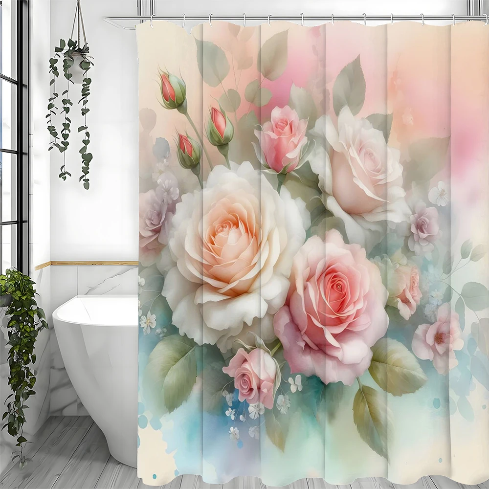 Spring Rose Flower Shower Curtain, Bathroom Decorative Shower Curtain, Waterproof Shower Curtain with Hooks
Spring Rose Flower Shower Curtain, Bathroom Decorative Shower Curtain, Waterproof Shower Curtain with Hooks