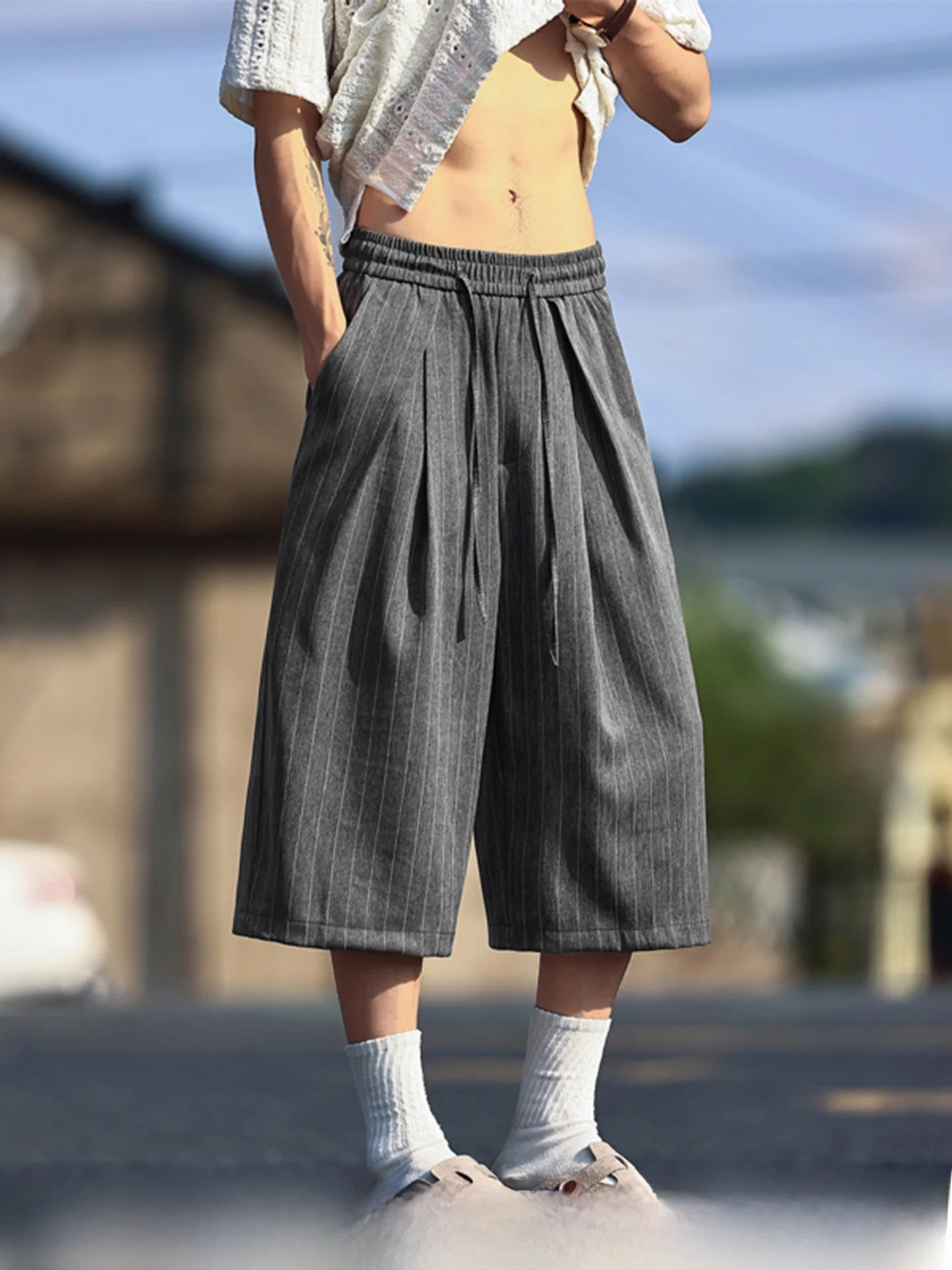 Men's Summer Thin Breathable Wide Leg Seven-Foot Pants Casual Straight Cut Loose Fit Drapey Stripes Polyester Viscose Spandex
Men's Summer Thin Breathable Wide Leg Seven-Foot Pants Casual Straight Cut Loose Fit Drapey Stripes Polyester Viscose Spandex