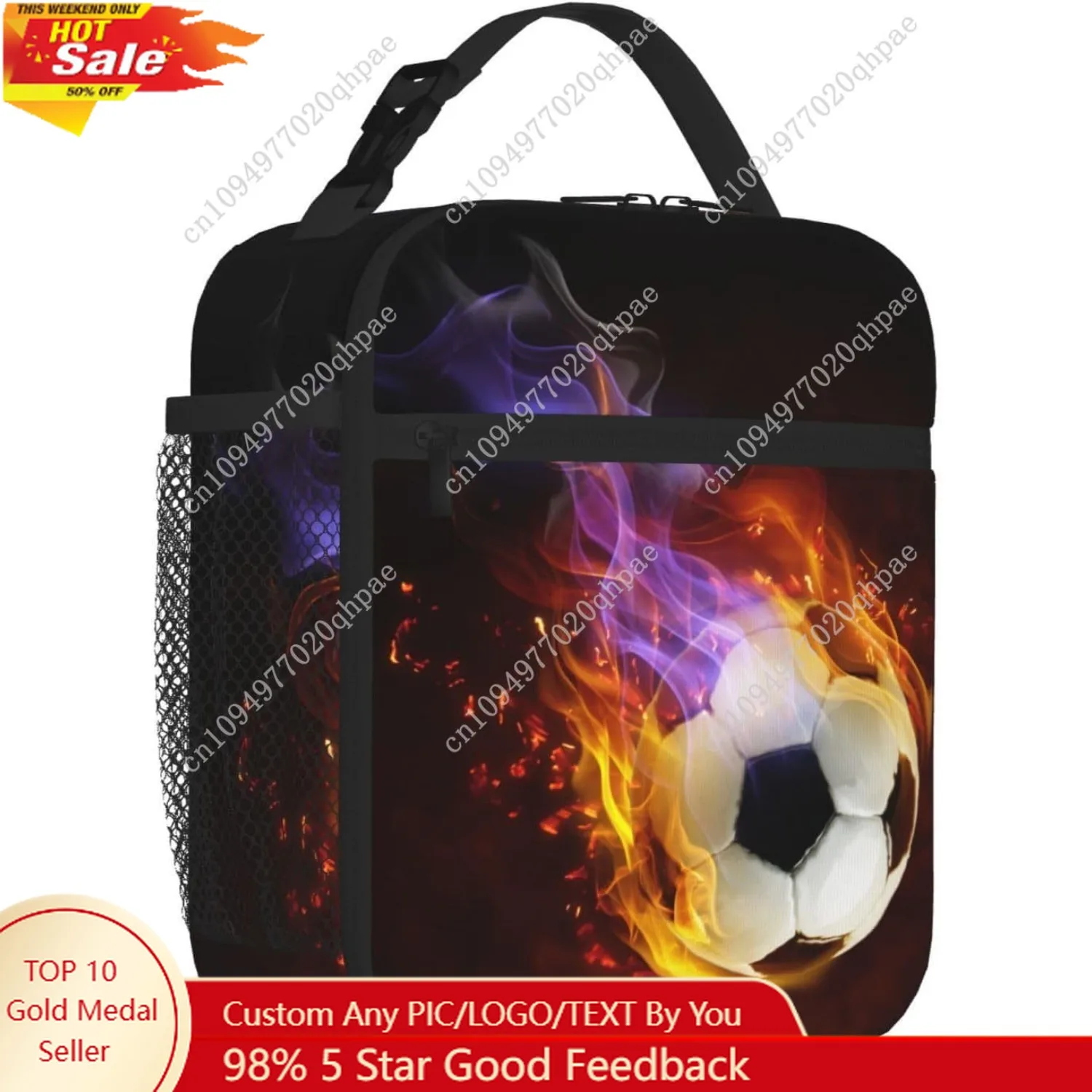 Boys Insulated Lunch Box with Fire Soccer Pattern Print, Sports-themed Lunch Bags with Water Bottle Holder for Adults Kids Teens
Boys Insulated Lunch Box with Fire Soccer Pattern Print, Sports-themed Lunch Bags with Water Bottle Holder for Adults Kids Teens