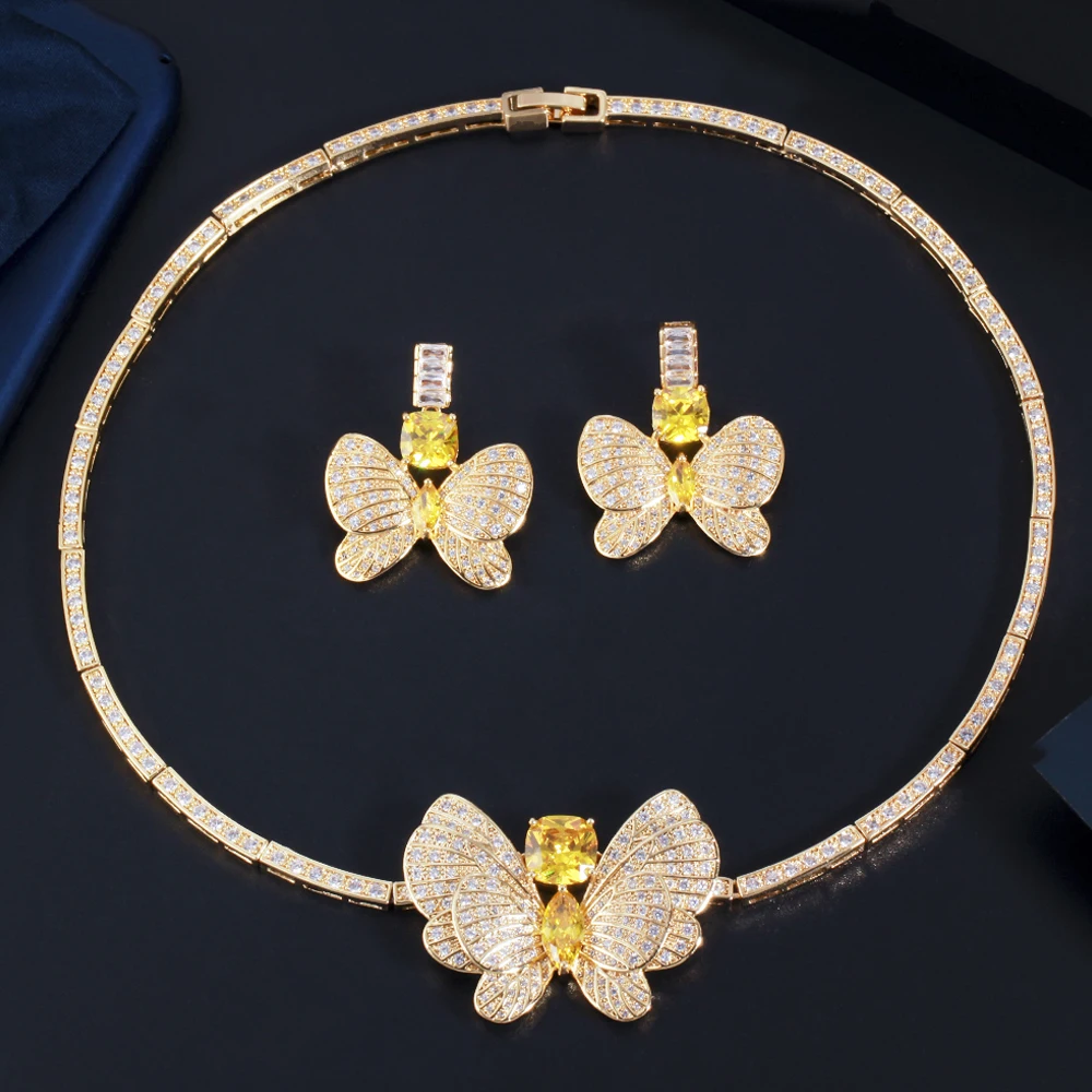 ThreeGraces Beautiful Yellow Cubic Zirconia Big Butterfly Earrings Necklace Wedding Bridal Party Jewelry Set for Brides TZ808
ThreeGraces Beautiful Yellow Cubic Zirconia Big Butterfly Earrings Necklace Wedding Bridal Party Jewelry Set for Brides TZ808