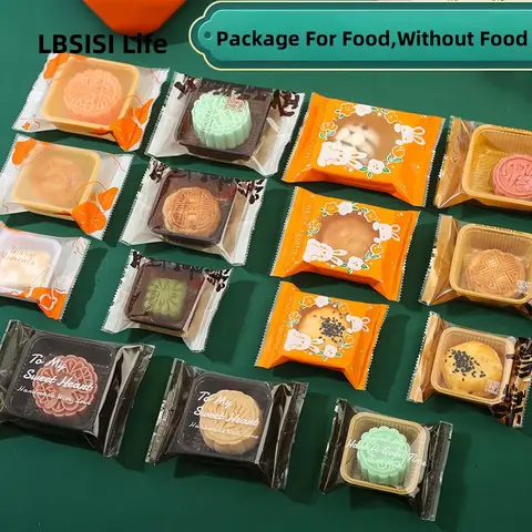 LBSISI Life, nowe torebki na ciasteczka księżycowe, torebka na ciasteczka z żółtkiem jaja, ręcznie robione plastikowe opakowanie na ciasteczka, na festiwal połowy jesieni, 100 sztuk