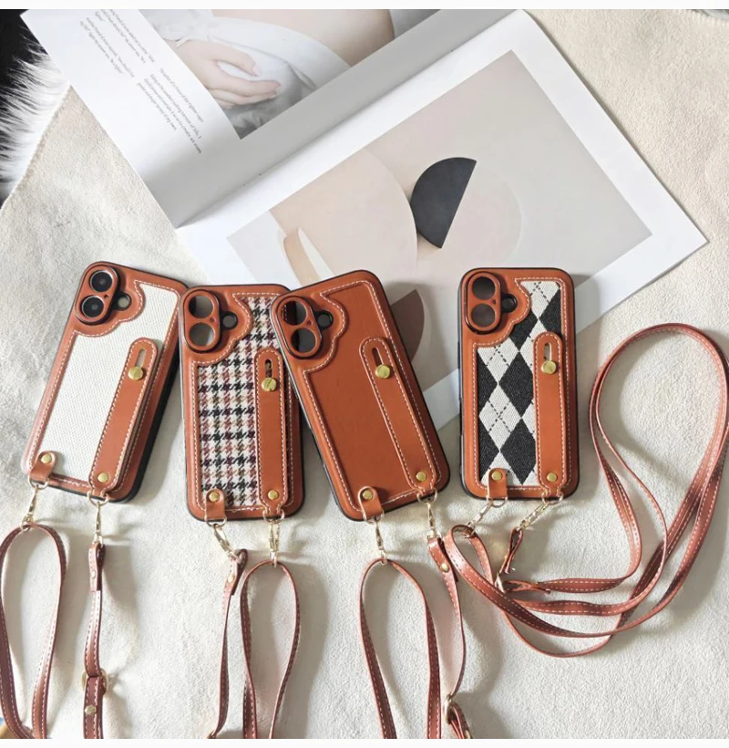 Luxury Fashion Retro Fabric High-end Leather Crossbody Wristband Stand Phone Case For iPhone 16 15 14 Plus 13 12 11 Pro Max
Luxury Fashion Retro Fabric High-end Leather Crossbody Wristband Stand Phone Case For iPhone 16 15 14 Plus 13 12 11 Pro Max