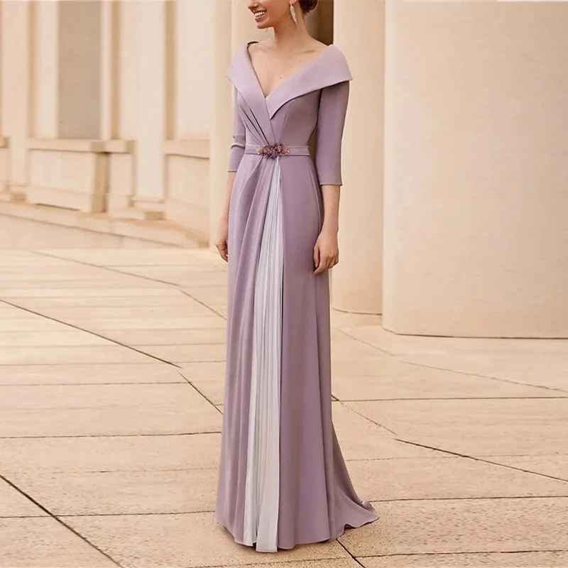 Elegant V-Neck Mother of the Bride Dresses Woman for Formal Events Purple Side Pleats Prom Dress Floor Length Evening Dress
Elegant V-Neck Mother of the Bride Dresses Woman for Formal Events Purple Side Pleats Prom Dress Floor Length Evening Dress