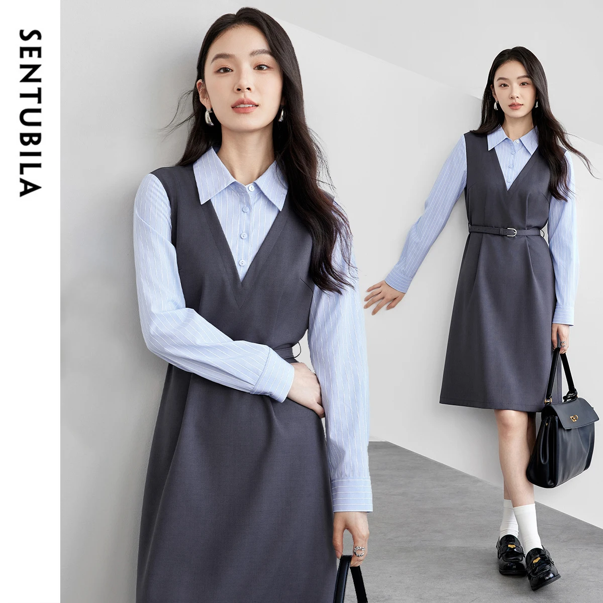 SENTUBILA Patchwork 2 in 1 Dresses for Women's Preppy Style A-line Spliced Striped Sleeve Belt Commute Mini Dress 151L57840
SENTUBILA Patchwork 2 in 1 Dresses for Women's Preppy Style A-line Spliced Striped Sleeve Belt Commute Mini Dress 151L57840
