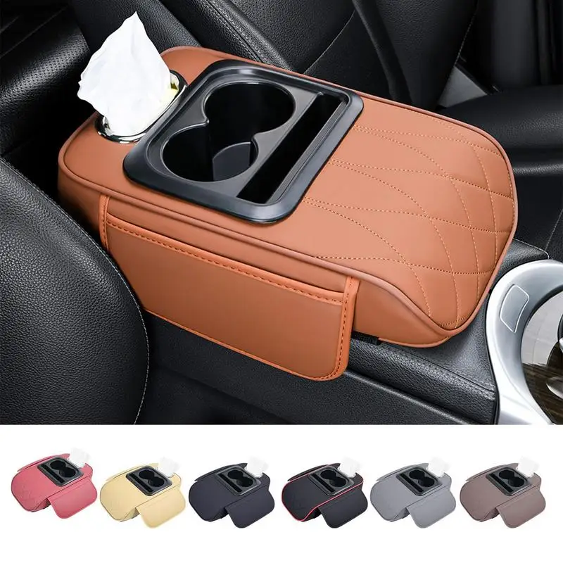 Car Armrest Cushion Console Cover PU Leather Armrest Cushion with Cup Holder Phone Slot Car Accessories Heightening Tissue Box
Car Armrest Cushion Console Cover PU Leather Armrest Cushion with Cup Holder Phone Slot Car Accessories Heightening Tissue Box