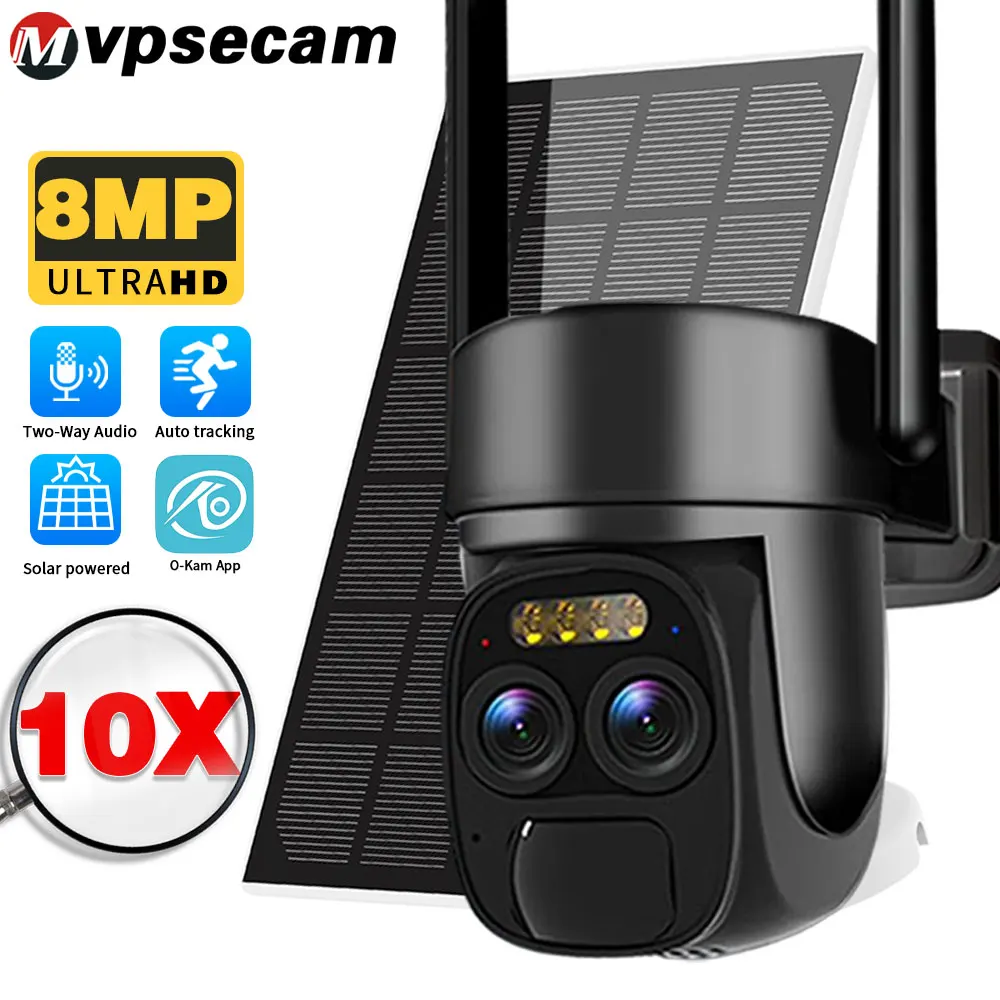O-KAM APP 4K 8MP WiFi Solar Camera Outdoor 10x Optical Zoom Dual Lens Audio Night Vision Bulit-In Battery Security Camera
O-KAM APP 4K 8MP WiFi Solar Camera Outdoor 10x Optical Zoom Dual Lens Audio Night Vision Bulit-In Battery Security Camera