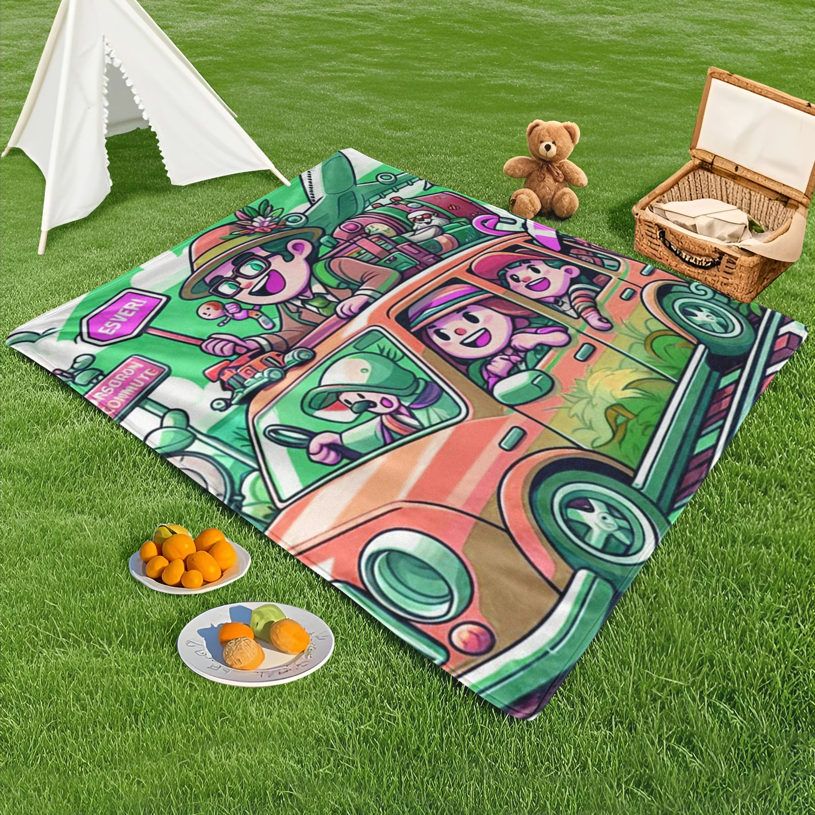 Vivid Green Car And Airplane Travel Themed Outdoor Blanket With Hat Design For Stylish Outdoor Trips And Relaxation With Fun
Vivid Green Car And Airplane Travel Themed Outdoor Blanket With Hat Design For Stylish Outdoor Trips And Relaxation With Fun