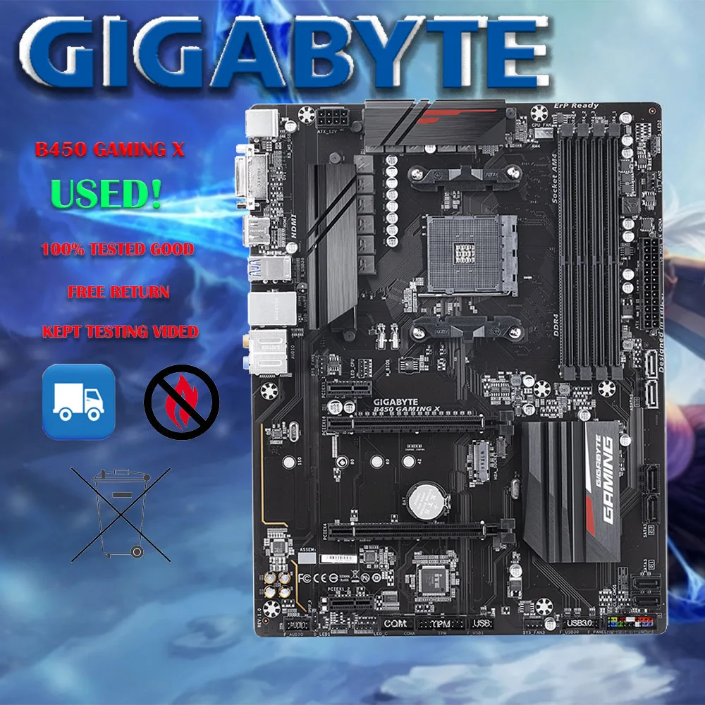 Used Gigabyte B450 GAMING X Motherboard 64GB DVI HDMI AM4 DDR4 ATX B450 Mainboard 100% Tested Fully Work
Used Gigabyte B450 GAMING X Motherboard 64GB DVI HDMI AM4 DDR4 ATX B450 Mainboard 100% Tested Fully Work
