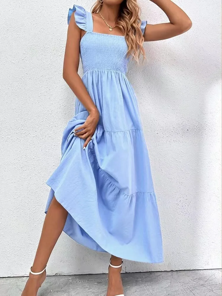 Summer Dress New Slim Fit Waist Solid Dress Spaghetti Strap slash neck Women sleeveless Dress Office Lady Dress
Summer Dress New Slim Fit Waist Solid Dress Spaghetti Strap slash neck Women sleeveless Dress Office Lady Dress